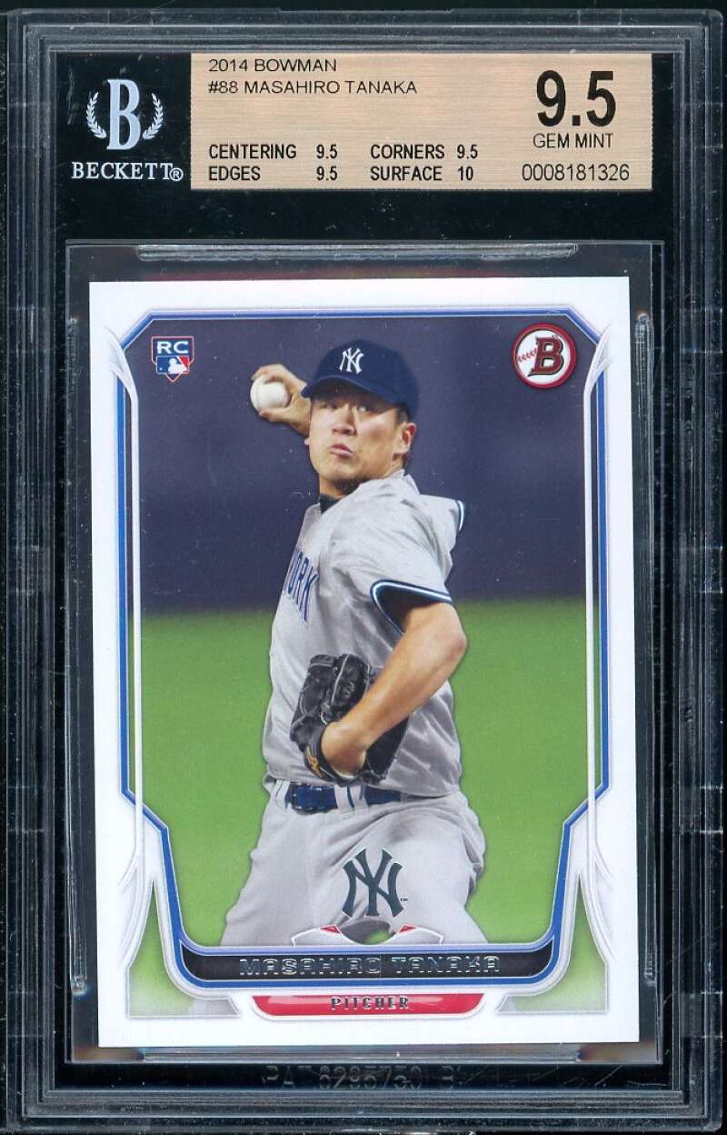 Masahiro Tanaka Rookie Card 2014 Bowman #88 BGS 9.5 (9.5 9.5 9.5 10) Image 1