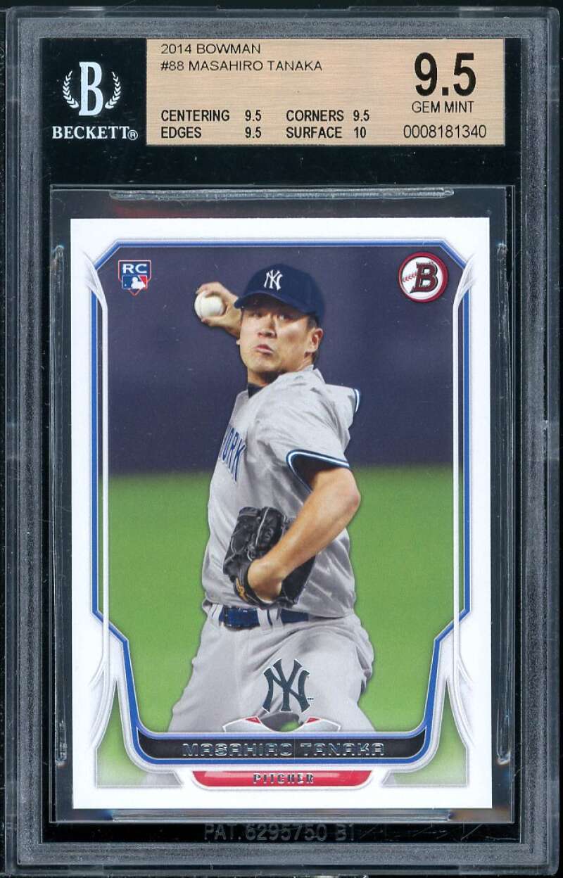 Masahiro Tanaka Rookie Card 2014 Bowman #88 BGS 9.5 (9.5 9.5 9.5 10) Image 1