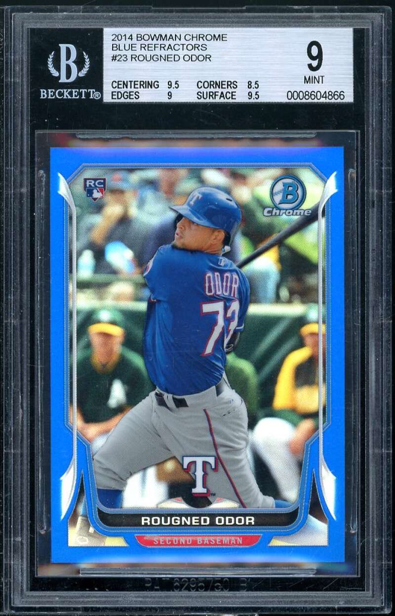 Rougned Odor Rookie 2014 Bowman Chrome Blue Refractors #23 BGS 9 (9.5 8.5 9 9.5) Image 1