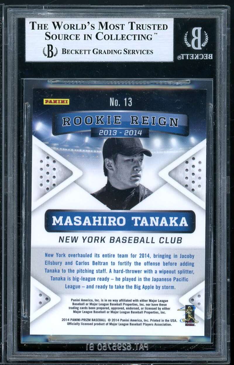 Masahiro Tanaka Rookie 2014 Panini Prizm Rookie Reign #13 BGS 9 (10 9.5 8.5 9.5) Image 2