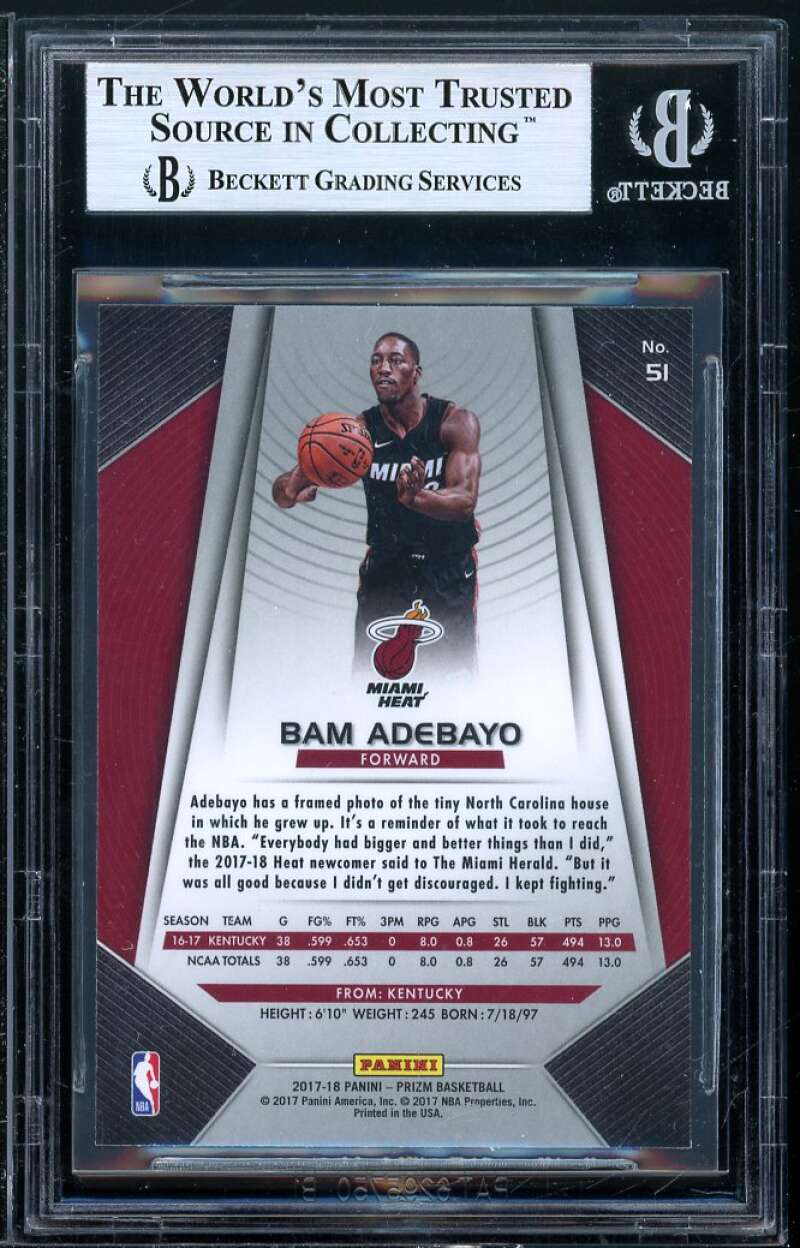 Bam Adebayo Rookie Card 2017-18 Panini Prizm #51 BGS 8.5 Image 2