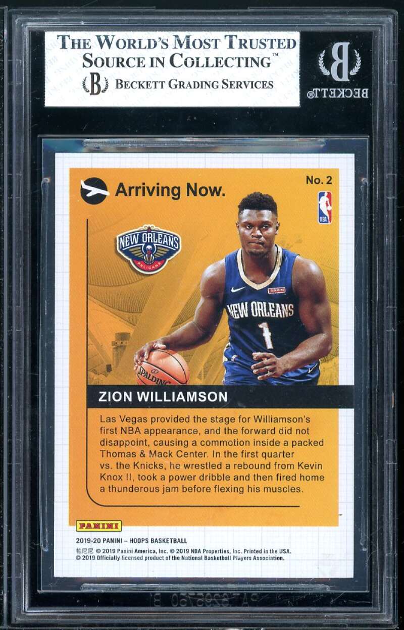 Zion Williamson Rookie Card 2019-20 Hoops Arriving Now #2 BGS 8 Image 2