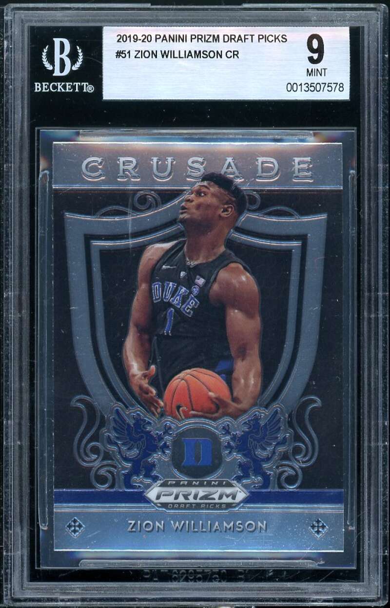 Zion Williamson Rookie Card 2019-20 Panini Prizm Draft Picks #51 BGS 9 Image 1