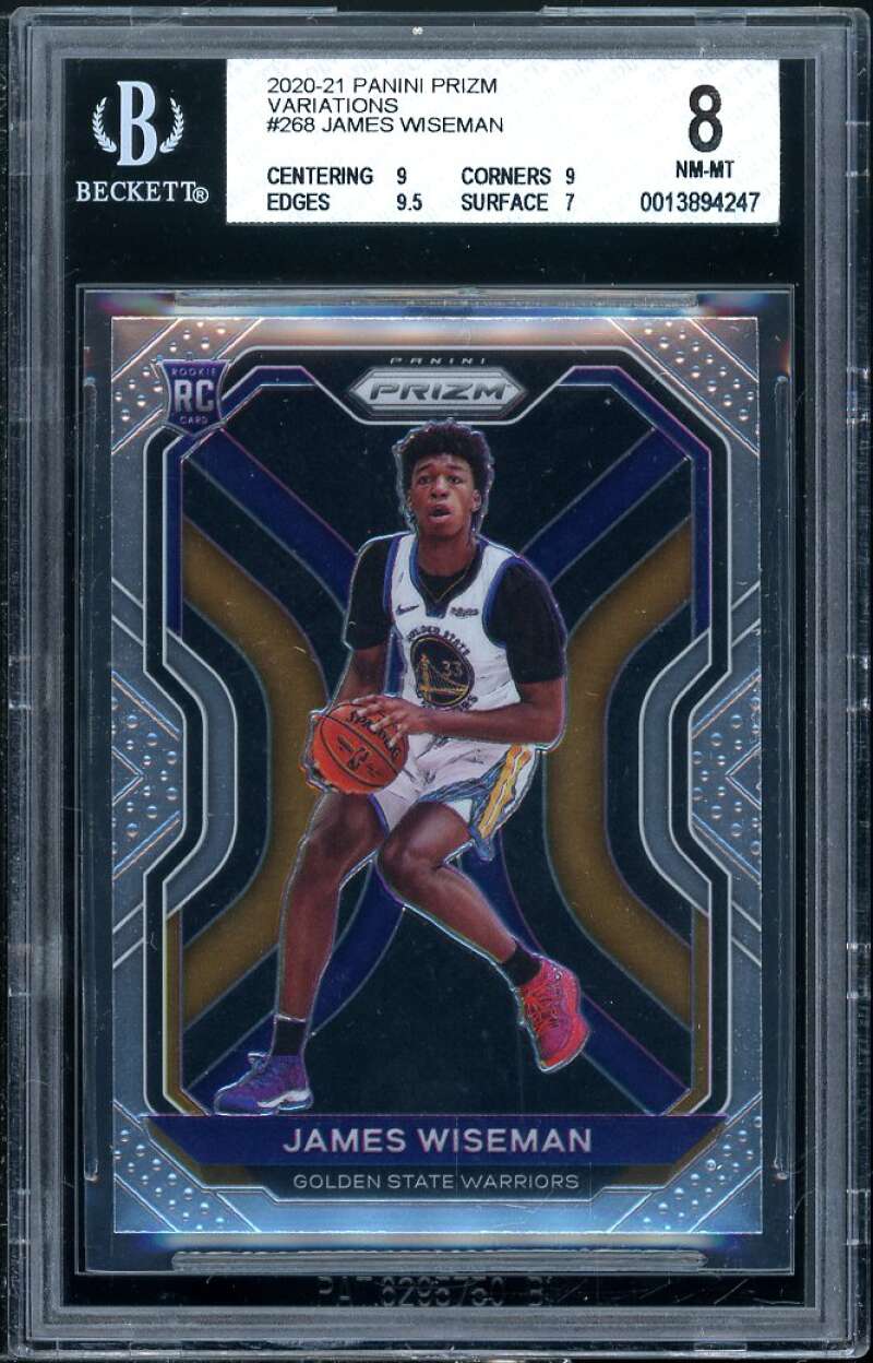 James Wiseman Rookie Card 2020-21 Panini Prizm Variations #268 BGS 8 (9 9 9.5 7) Image 1