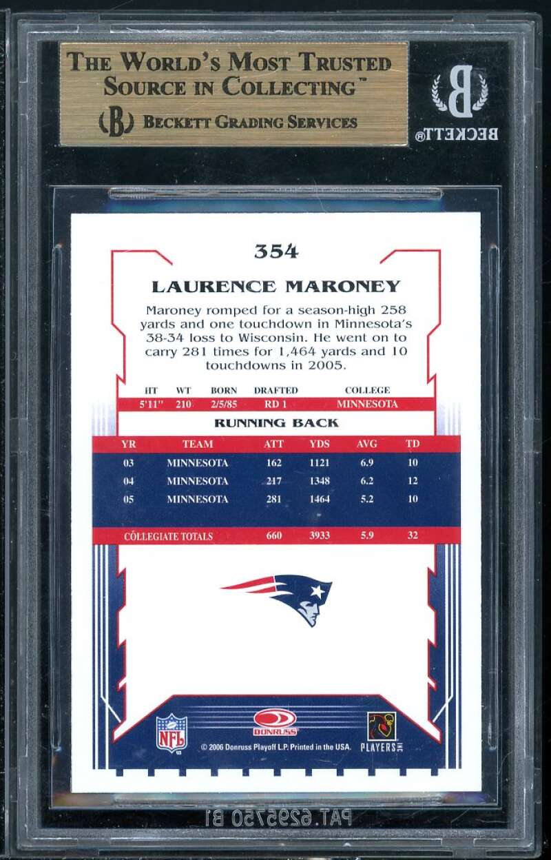 Laurence Maroney Rookie Card 2006 Score #354 BGS 9.5 (9.5 9.5 9 9.5) Image 2