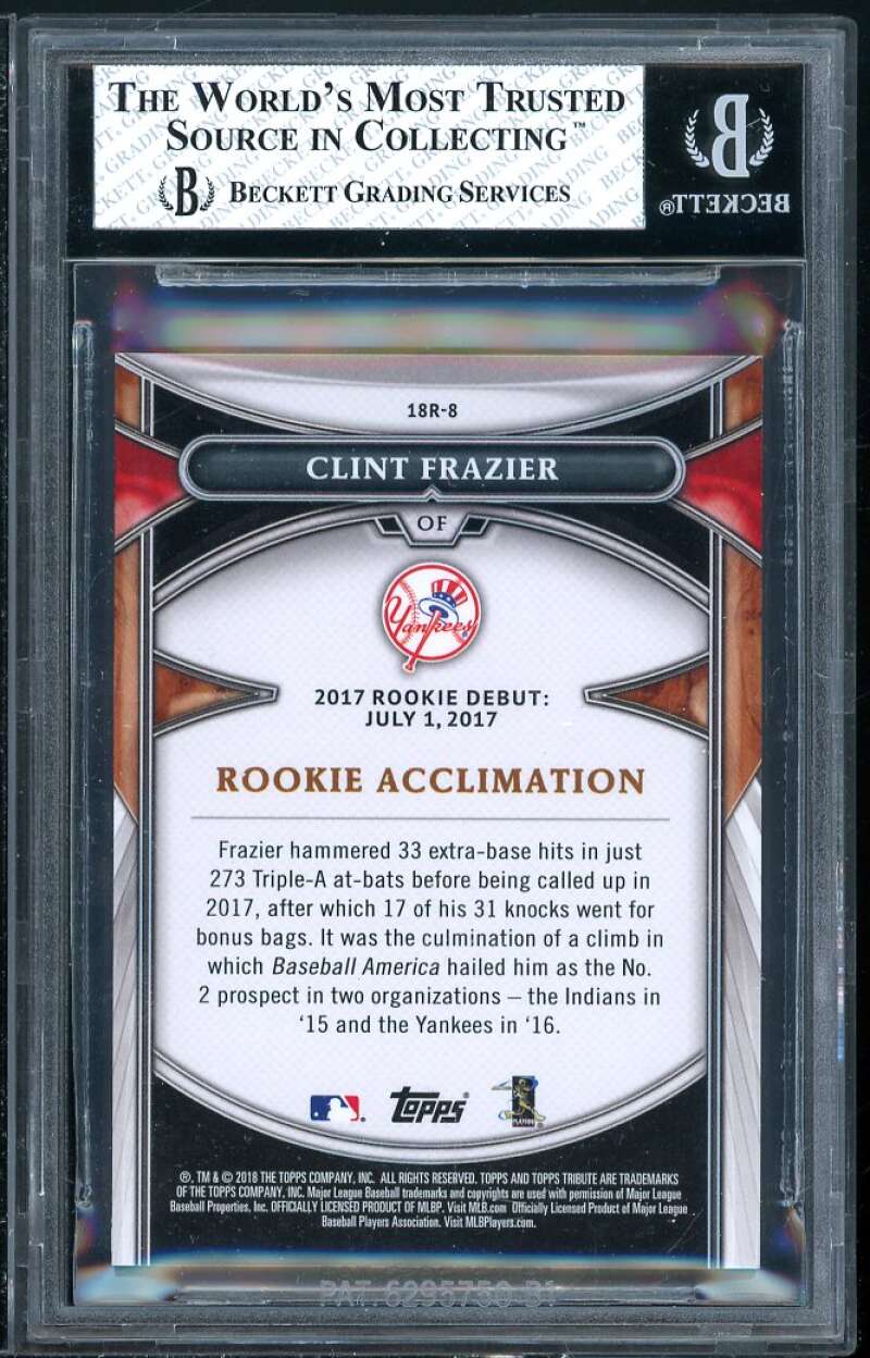 Clint Frazier Card 2018 Topps Tribute Rookies Purple #18r8 BGS 8 Image 2