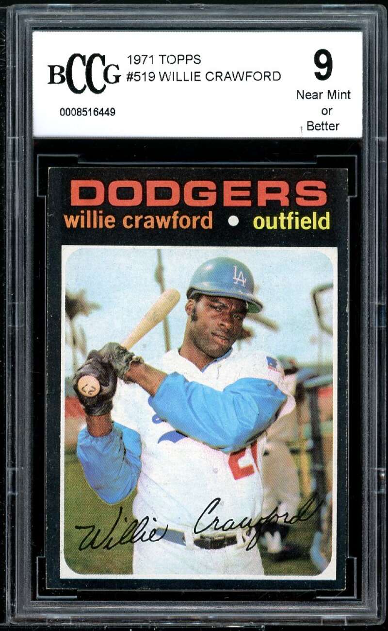 Willie Crawford Card 1971 Topps #519 BGS BCCG 9 Image 1