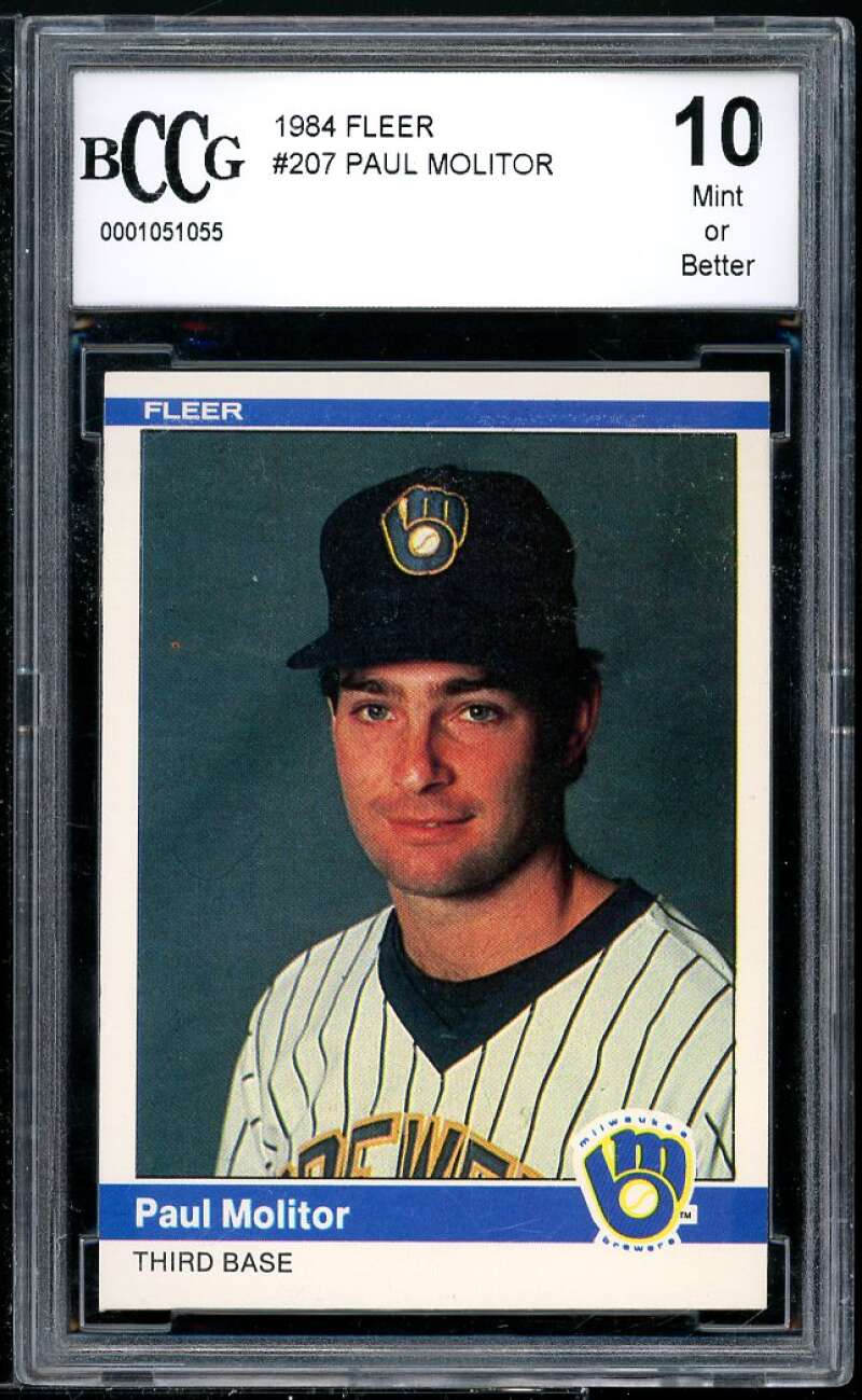 Paul Molitor Card 1984 Fleer #207 BGS BCCG 10 Image 1