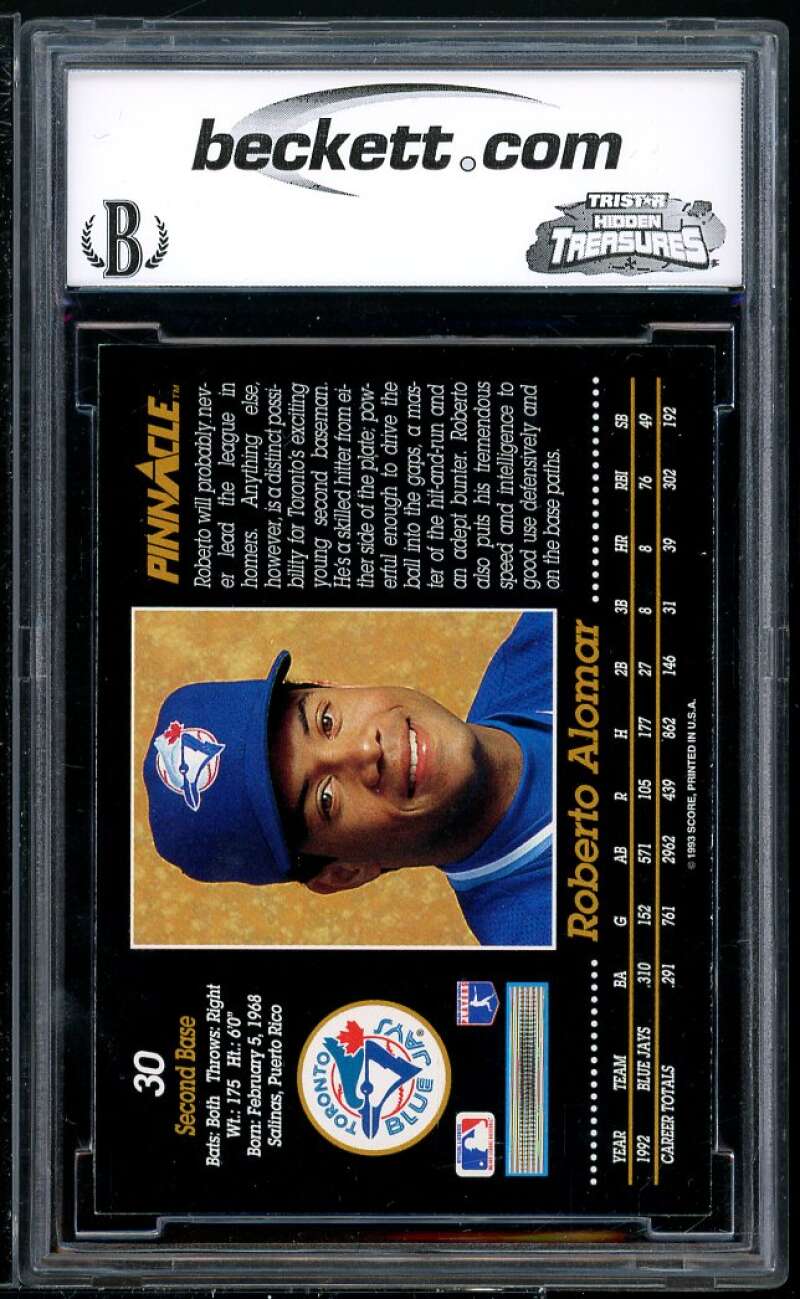 Roberto Alomar Card 1993 Pinnacle #30 BGS BCCG 10 Image 2