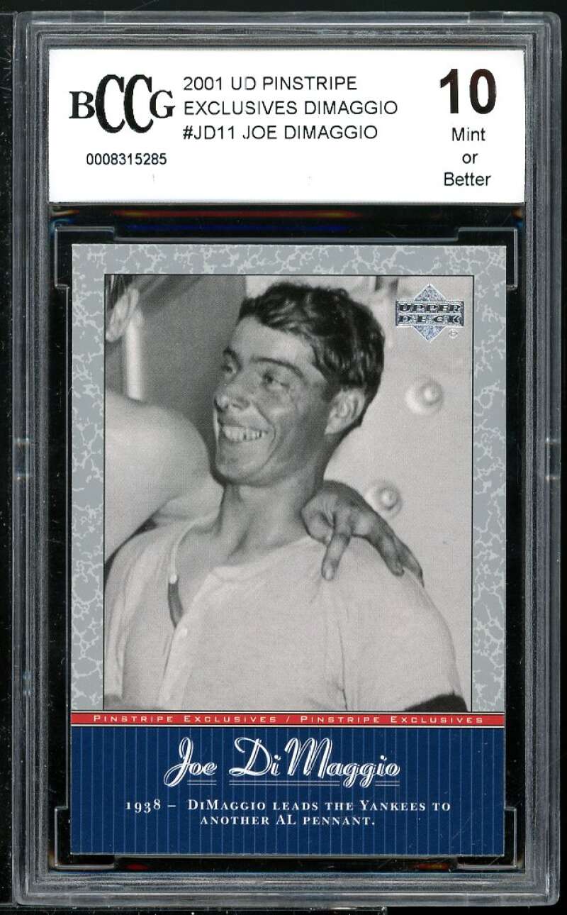 Joe DiMaggio Card 2001 UD Pinstripe Exclusives DiMaggio #JD11 BGS BCCG 10 Image 1