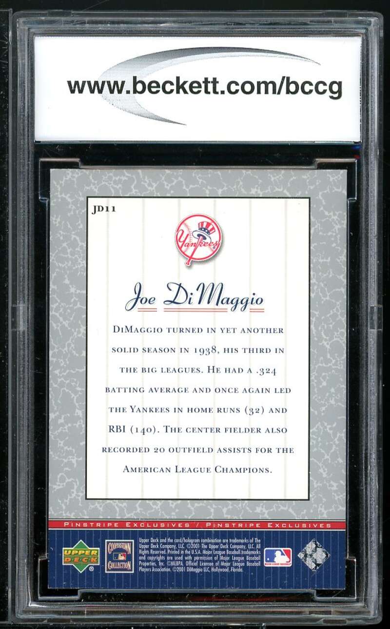 Joe DiMaggio Card 2001 UD Pinstripe Exclusives DiMaggio #JD11 BGS BCCG 10 Image 2