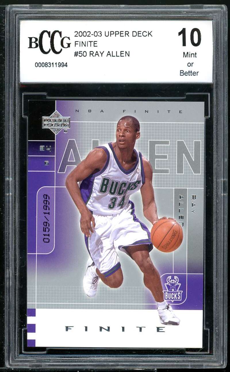 Ray Allen Card 2002-03 Upper Deck Finite #50 BGS BCCG 10 Image 1