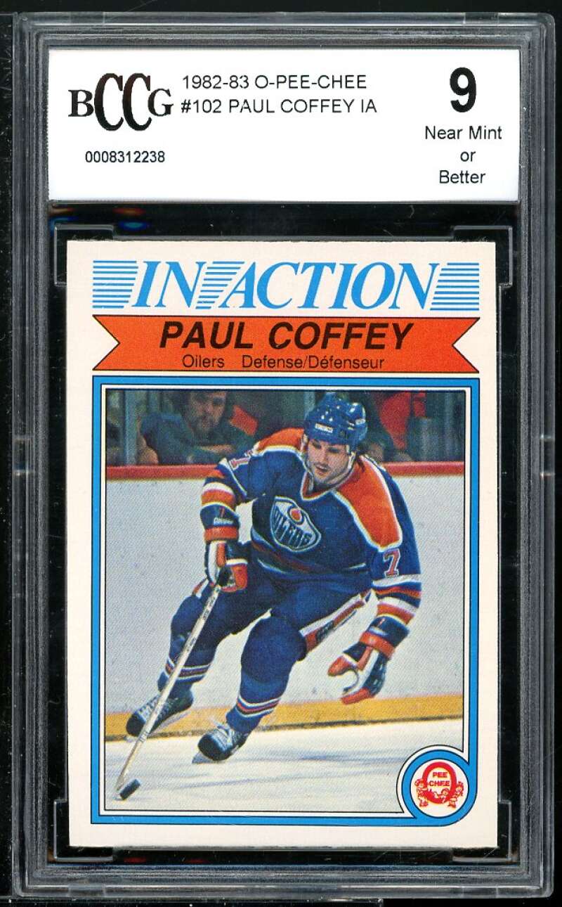 Paul Coffey In Action Card 1982-83 O-Pee-Chee #102 BGS BCCG 9 Image 1