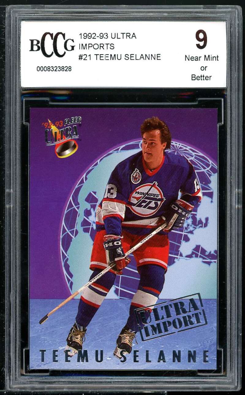 Teemu Selanne Card 1992-93 Ultra Imports #21 BGS BCCG 9 Image 1