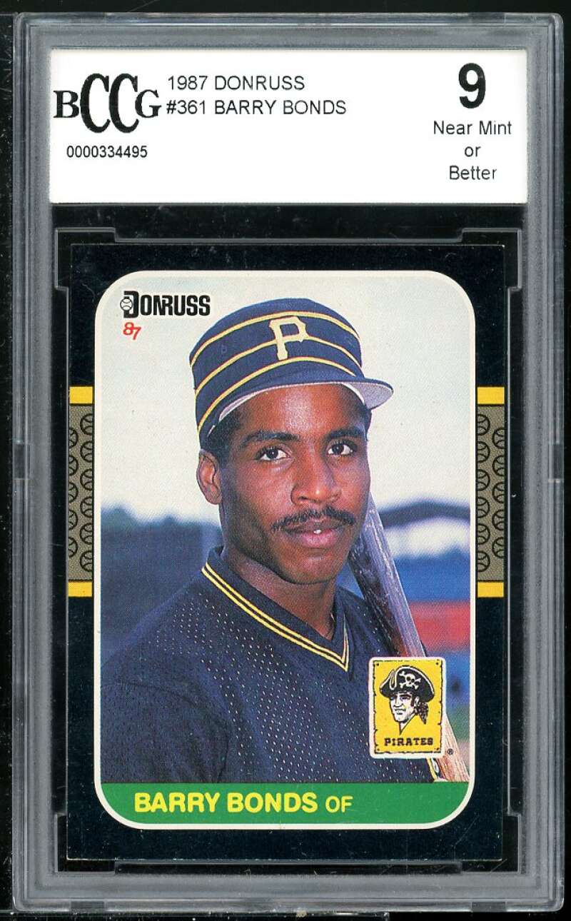 Barry Bonds Rookie Card 1987 Donruss #361 BGS BCCG 9 Image 1