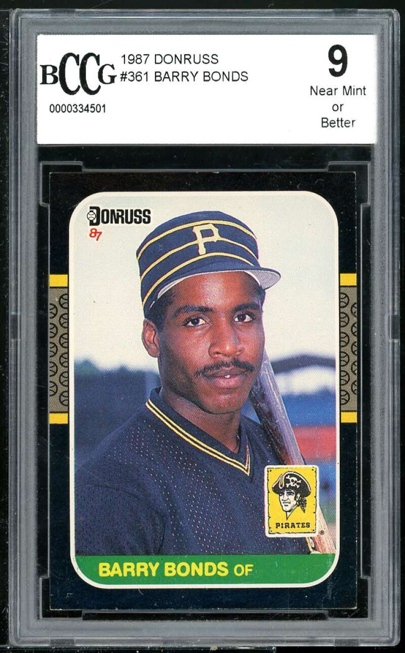 Barry Bonds Rookie Card 1987 Donruss #361 BGS BCCG 9 Image 1