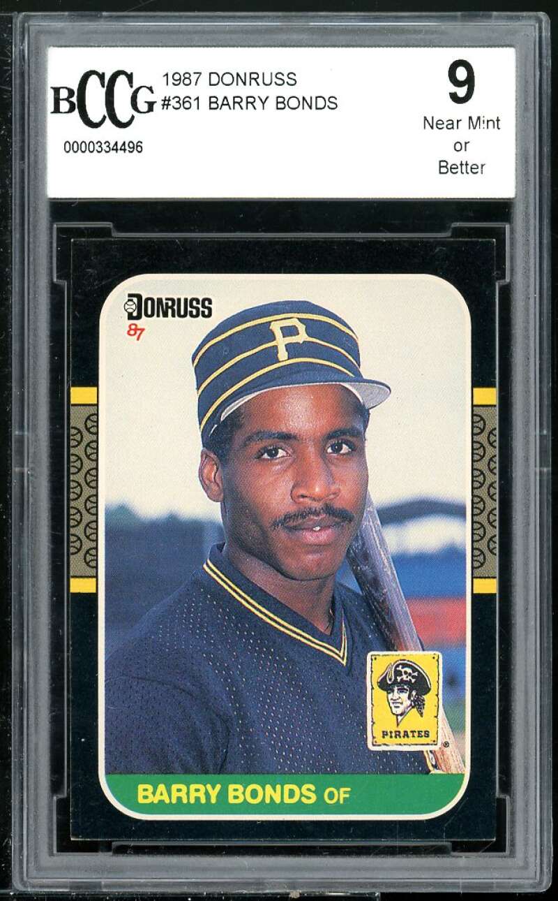 Barry Bonds Rookie Card 1987 Donruss #361 BGS BCCG 9 Image 1