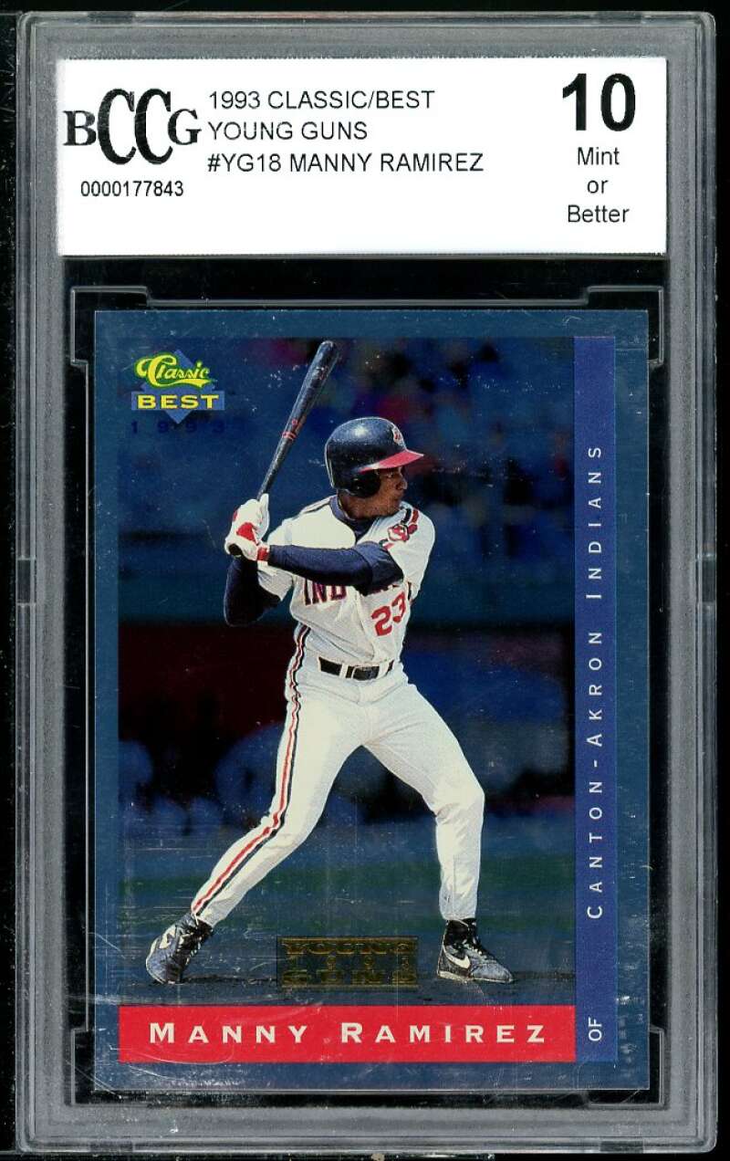 Manny Ramirez Rookie Card 1993 Classic Best Young Guns #YG18 BGS BCCG 10 Image 1