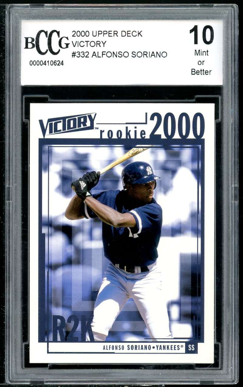 Alfonso Soriano Rookie Card 2000 Upper Deck Victory #332 BGS BCCG 10 Image 1