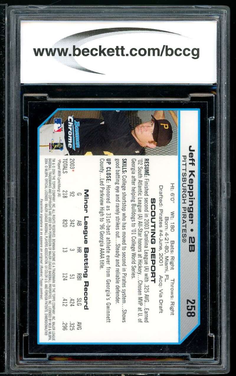 Jeff Keppinger Rookie Card 2004 Bowman Chrome #258 BGS BCCG 10 Image 2