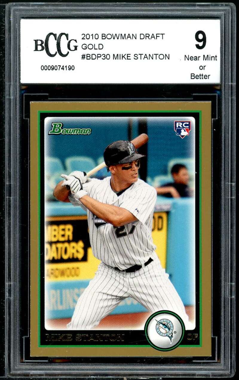 Mike Stanton Rookie Card 2010 Bowman Draft Gold #BDP30 BGS BCCG 9