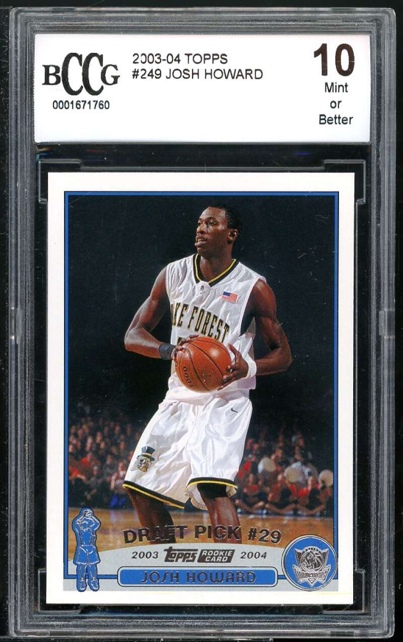 Josh Howard Rookie Card 2003-04 Topps #249 BGS BCCG 10 Image 1