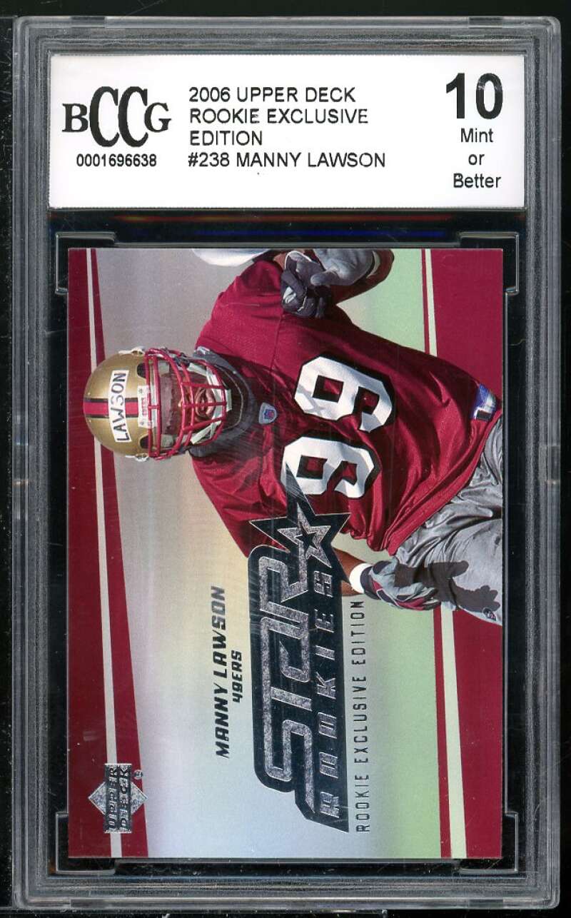 Manny Lawson Rookie Card 2006 Upper Deck Exclusive Edition #238 BGS BCCG 10 Image 1