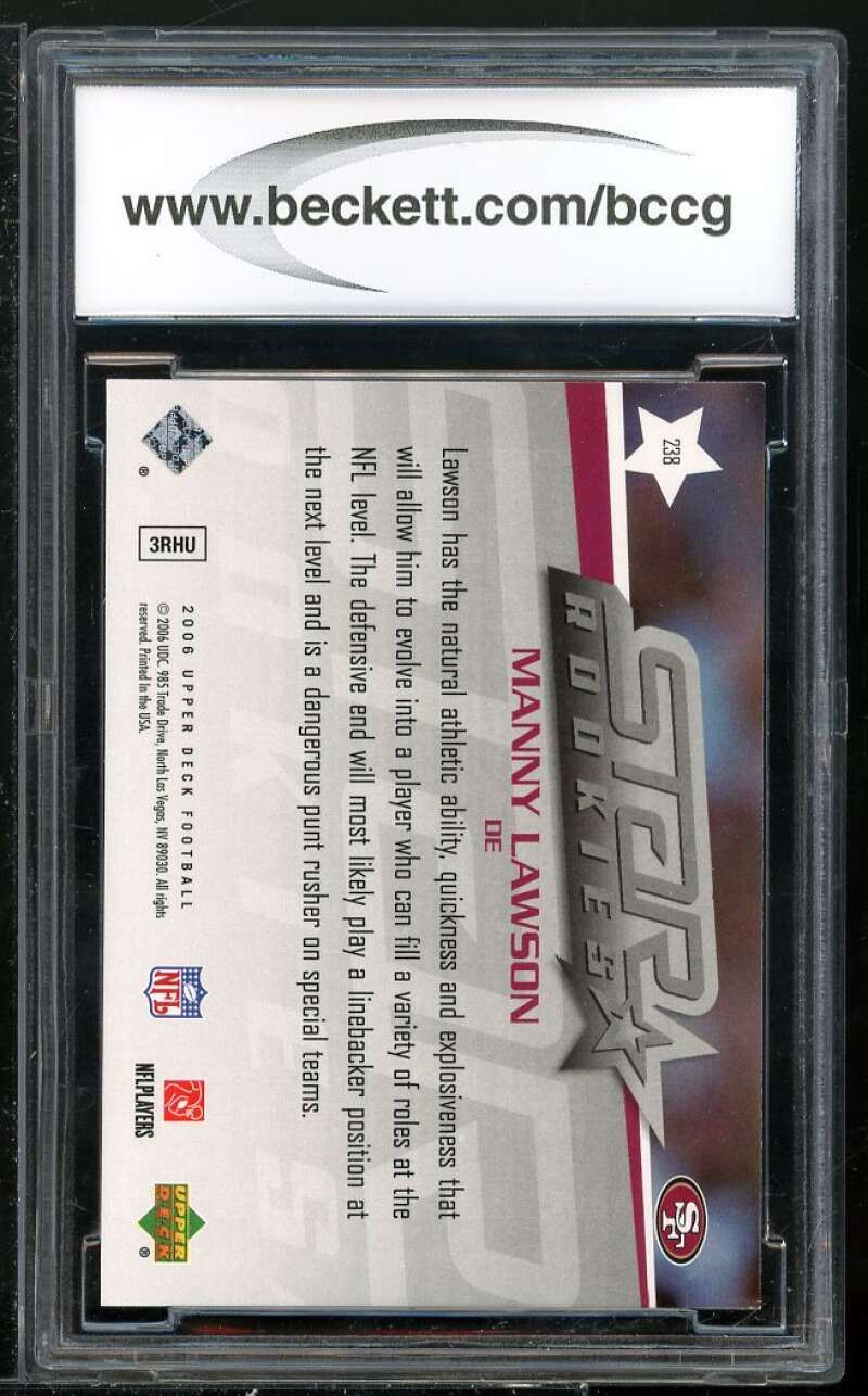 Manny Lawson Rookie Card 2006 Upper Deck Exclusive Edition #238 BGS BCCG 10 Image 2