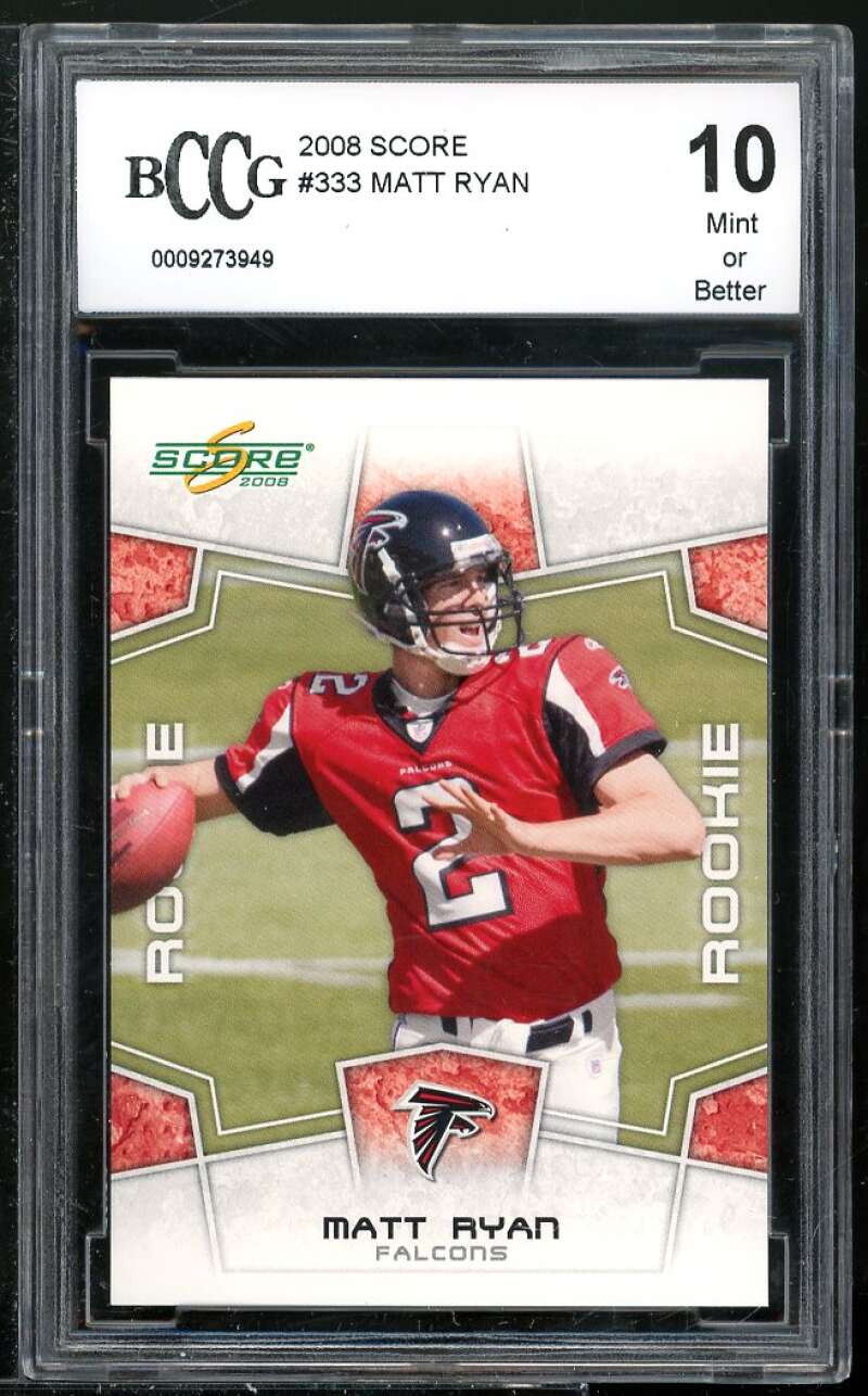 Matt Ryan Rookie Card 2008 Score #333 BGS BCCG 10 Image 1