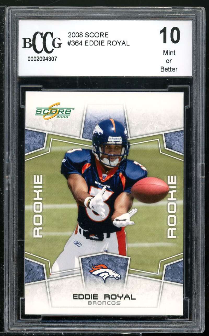 Eddie Royal Rookie Card 2008 Score #364 BGS BCCG 10 Image 1