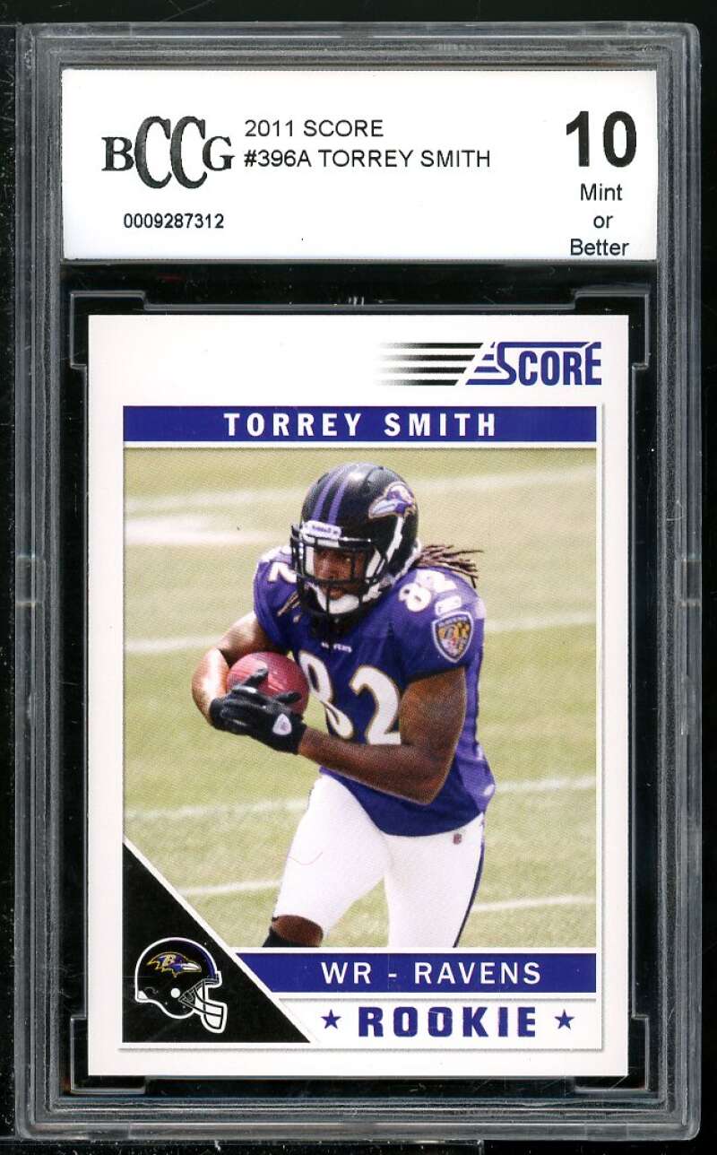 Torrey Smith Rookie Card 2011 Score #396A BGS BCCG 10 Image 1