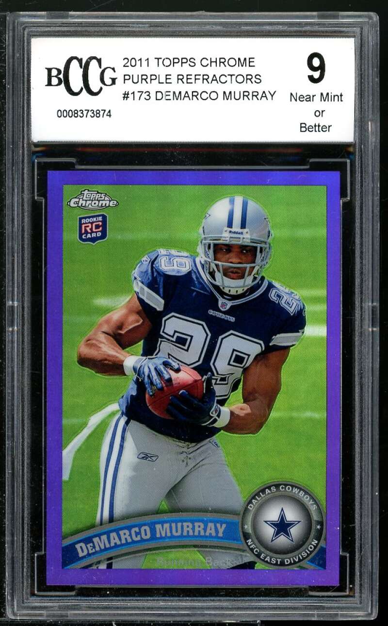 DeMarco Murray Rookie Card 2011 Topps Chrome Purple Refractors #173 BGS BCCG 9 Image 1