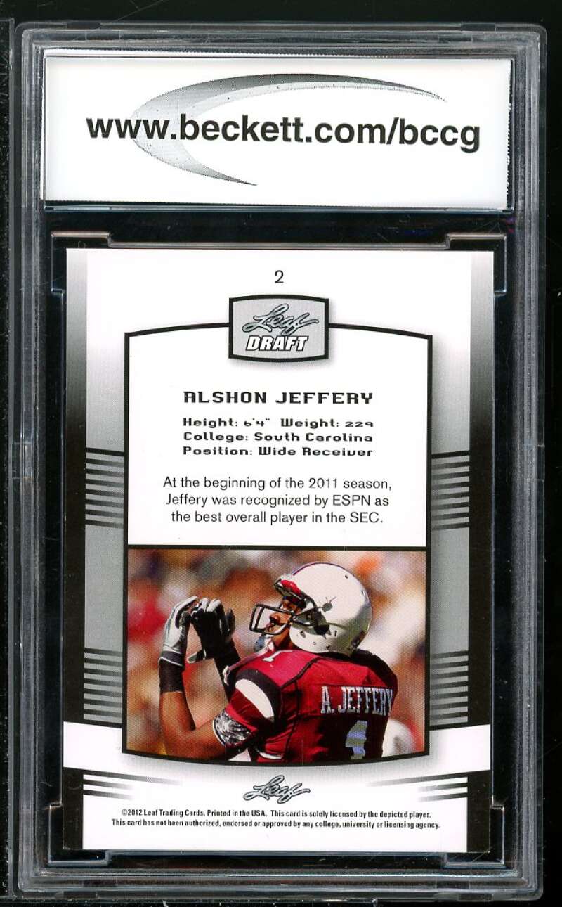 Alshon Jeffery Rookie Card 2012 Leaf Draft Blue #2 BGS BCCG 9 Image 2