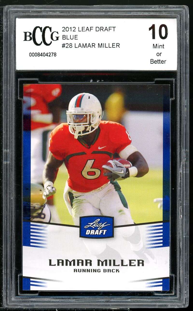 Lamar Miller Rookie Card 2012 Leaf Draft Blue #28 BGS BCCG 10 Image 1