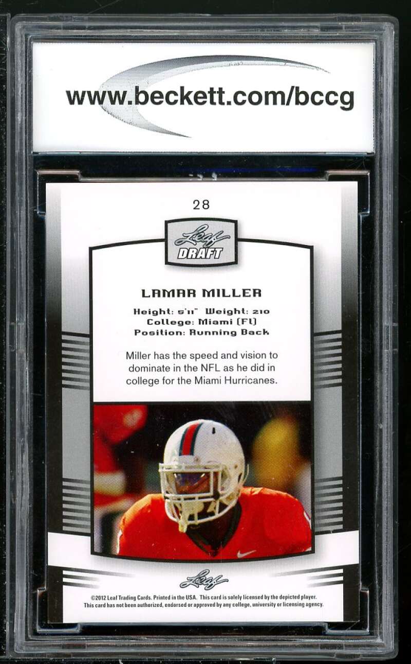 Lamar Miller Rookie Card 2012 Leaf Draft Blue #28 BGS BCCG 10 Image 2