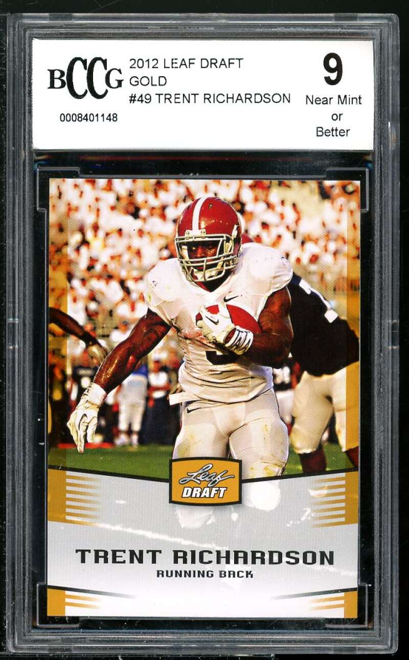 Trent Richardson Rookie Card 2012 Leaf Draft Gold #49 BGS BCCG 9 Image 1