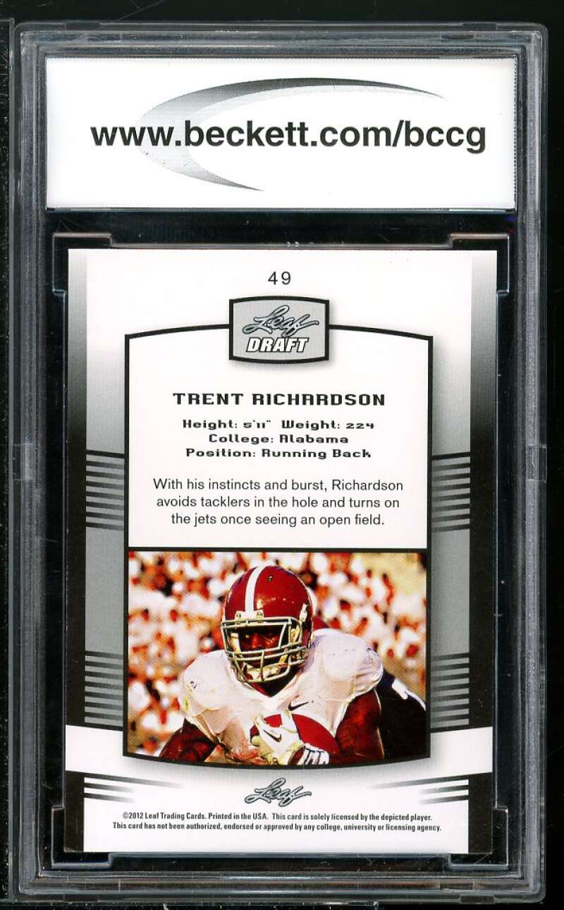 Trent Richardson Rookie Card 2012 Leaf Draft Gold #49 BGS BCCG 9 Image 2