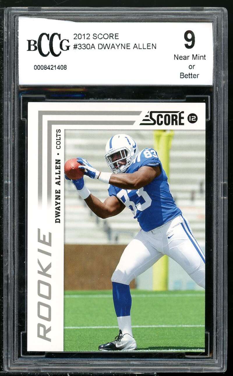 Dwayne Allen Rookie Card 2012 Score #330A BGS BCCG 9 Image 1