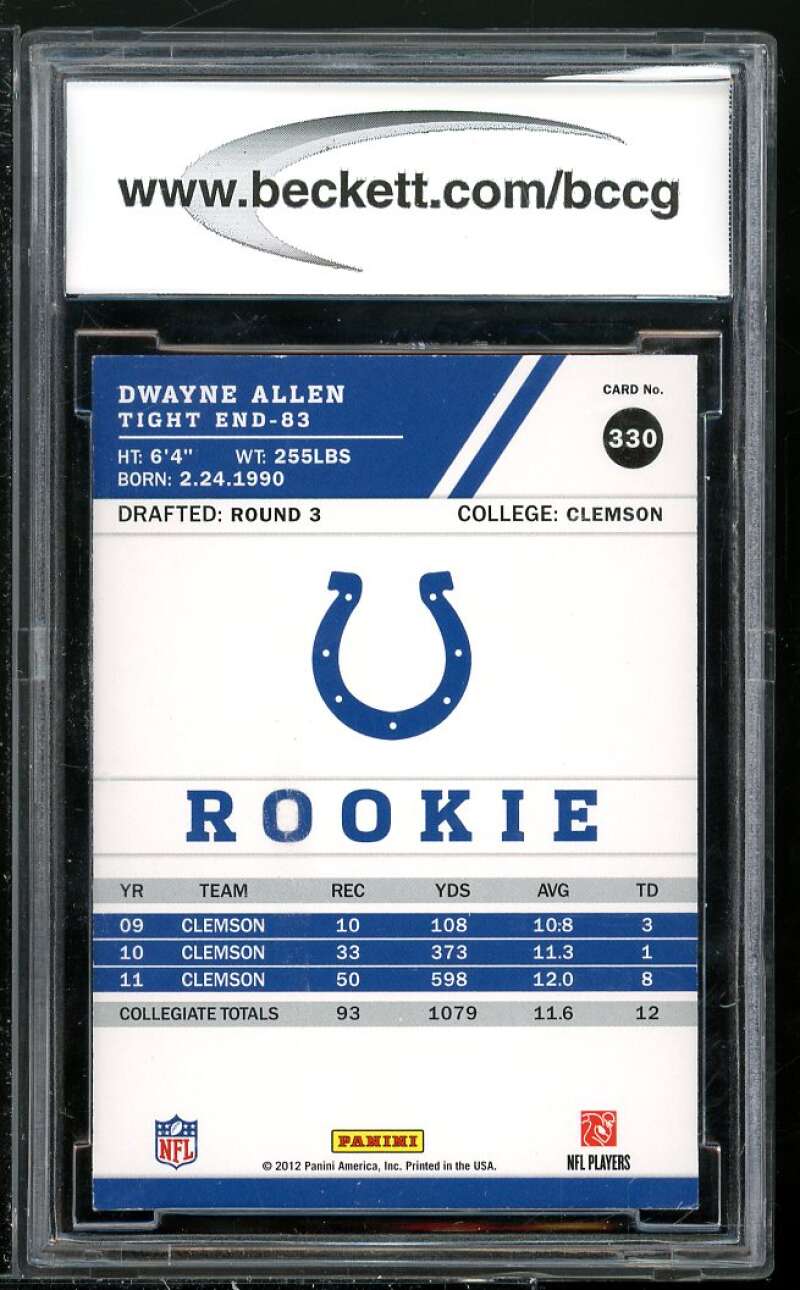 Dwayne Allen Rookie Card 2012 Score #330A BGS BCCG 9 Image 2