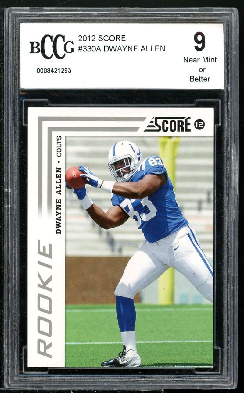 Dwayne Allen Rookie Card 2012 Score #330A BGS BCCG 9 Image 1