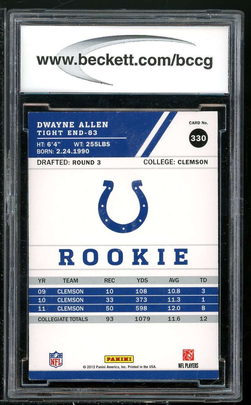 Dwayne Allen Rookie Card 2012 Score #330A BGS BCCG 9 Image 2