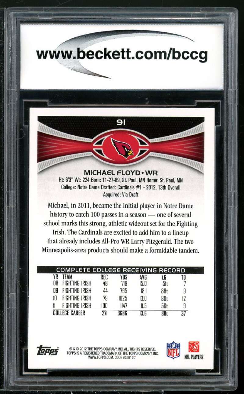 Michael Floyd Rookie Card 2012 Topps #91A BGS BCCG 10 Image 2