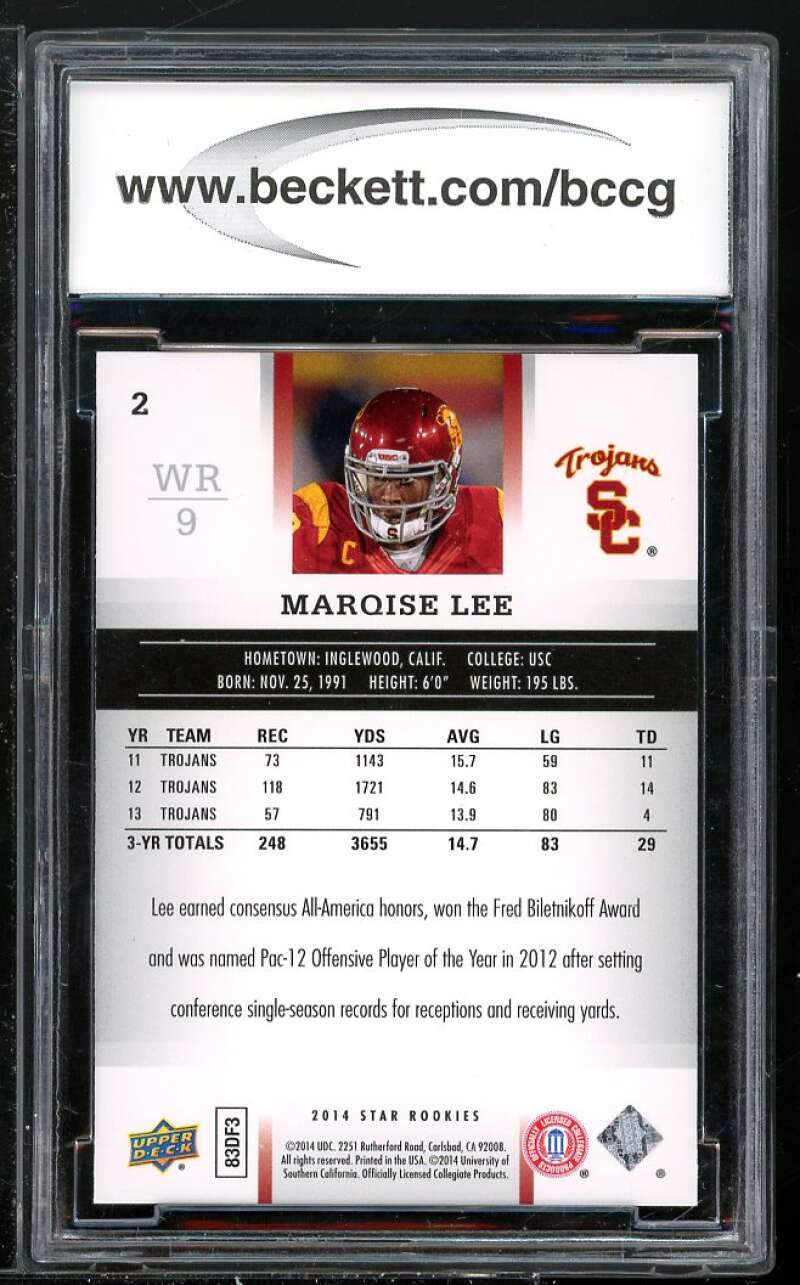 Marqise Lee Rookie Card 2014 Upper Deck Star Rookies #2 BGS BCCG 10 Image 2