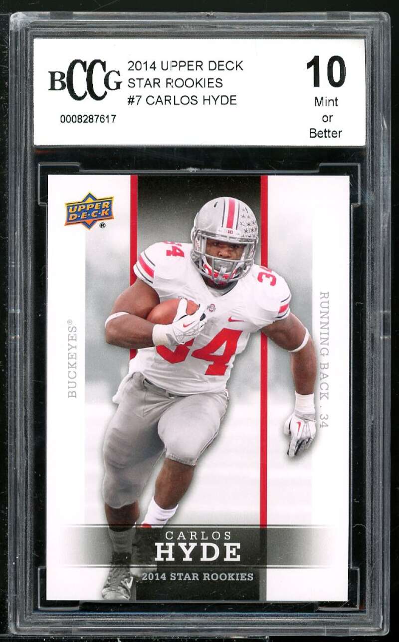 Carlos Hyde Rookie Card 2014 Upper Deck Star Rookies #7 BGS BCCG 10 Image 1