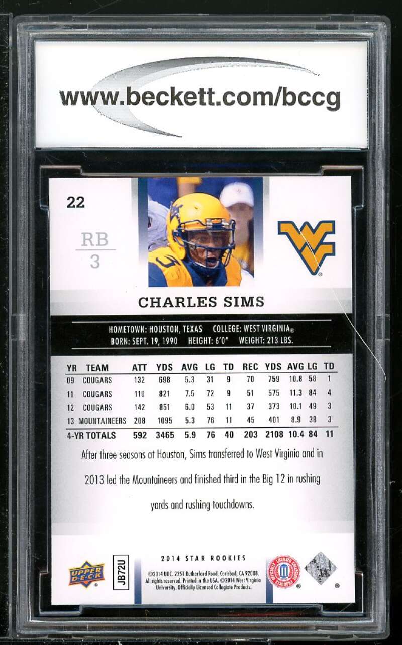 Charlie Sims Rookie Card 2014 Upper Deck Star Rookies #16 BGS BCCG 10 Image 2