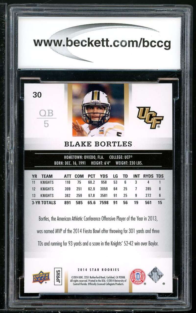 Blake Bortles Rookie Card 2014 Upper Deck Star Rookies #30 BGS BCCG 10 Image 2