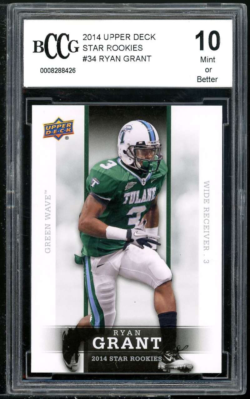 Ryan Grant Rookie Card 2014 Upper Deck Star Rookies #34 BGS BCCG 10 Image 1