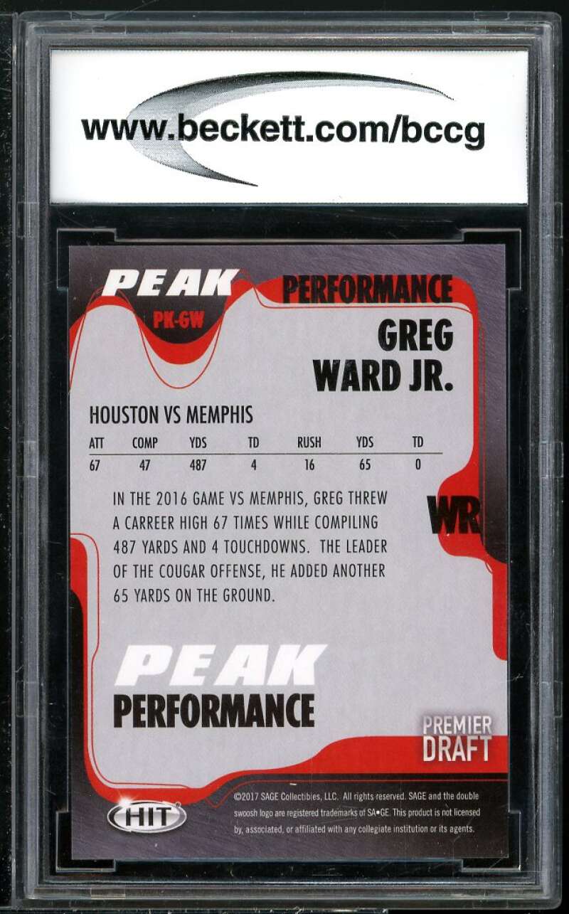 Greg Ward Jr. Rookie Card 2017 SAGE HIT Peak Performance #PK-GW BGS BCCG 10 Image 2