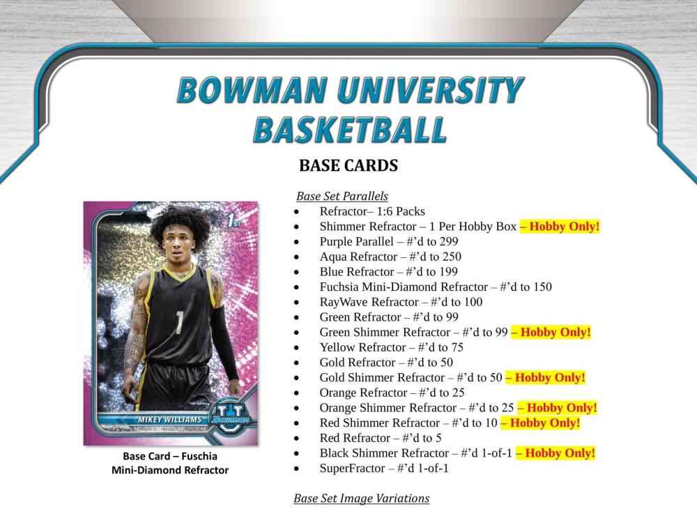 2021-22 Bowman University Basketball Hobby Box Image 4