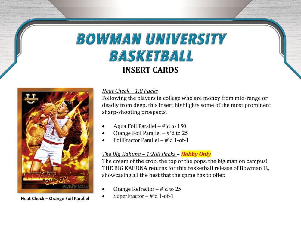 2021-22 Bowman University Basketball Hobby Box Image 6